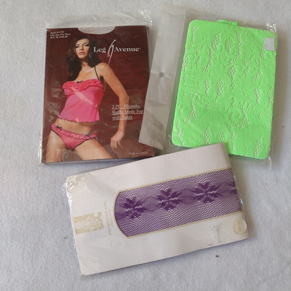 Lot of 3 Lingerie NEW in Package Tights Body Stocking Cami Set